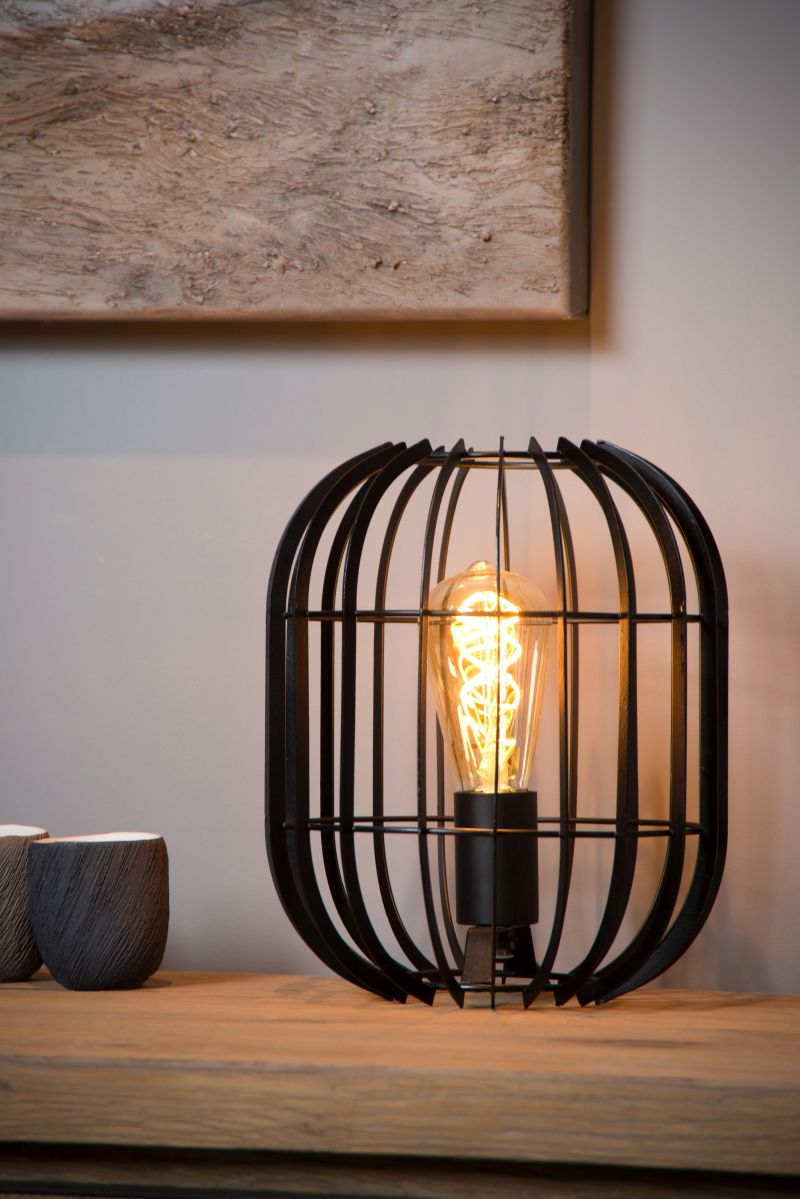 Lucide REDA - Stolná lampa - Ø 22 cm - 1xE27 - Čierna